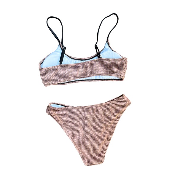 NWT Cupshe Rib Mineral Wash Scoop Neck Top & Hipster Bikini Set- Coffee - Picture 4 of 6